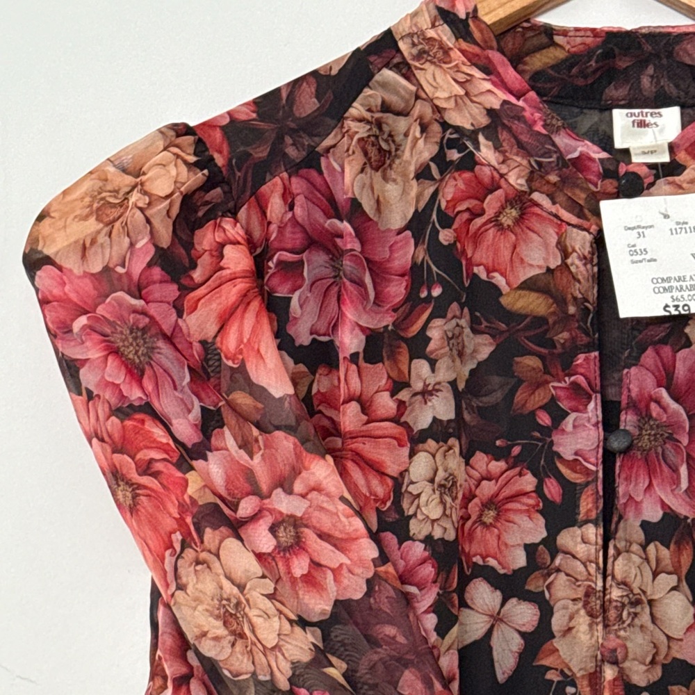 autres filles Floral Chiffon Smocked Waist Dress — Size S/P — NWT